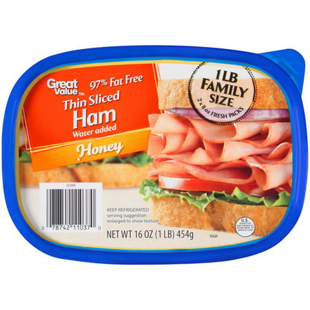 Great Value Thin Sliced Honey Ham, 16 oz