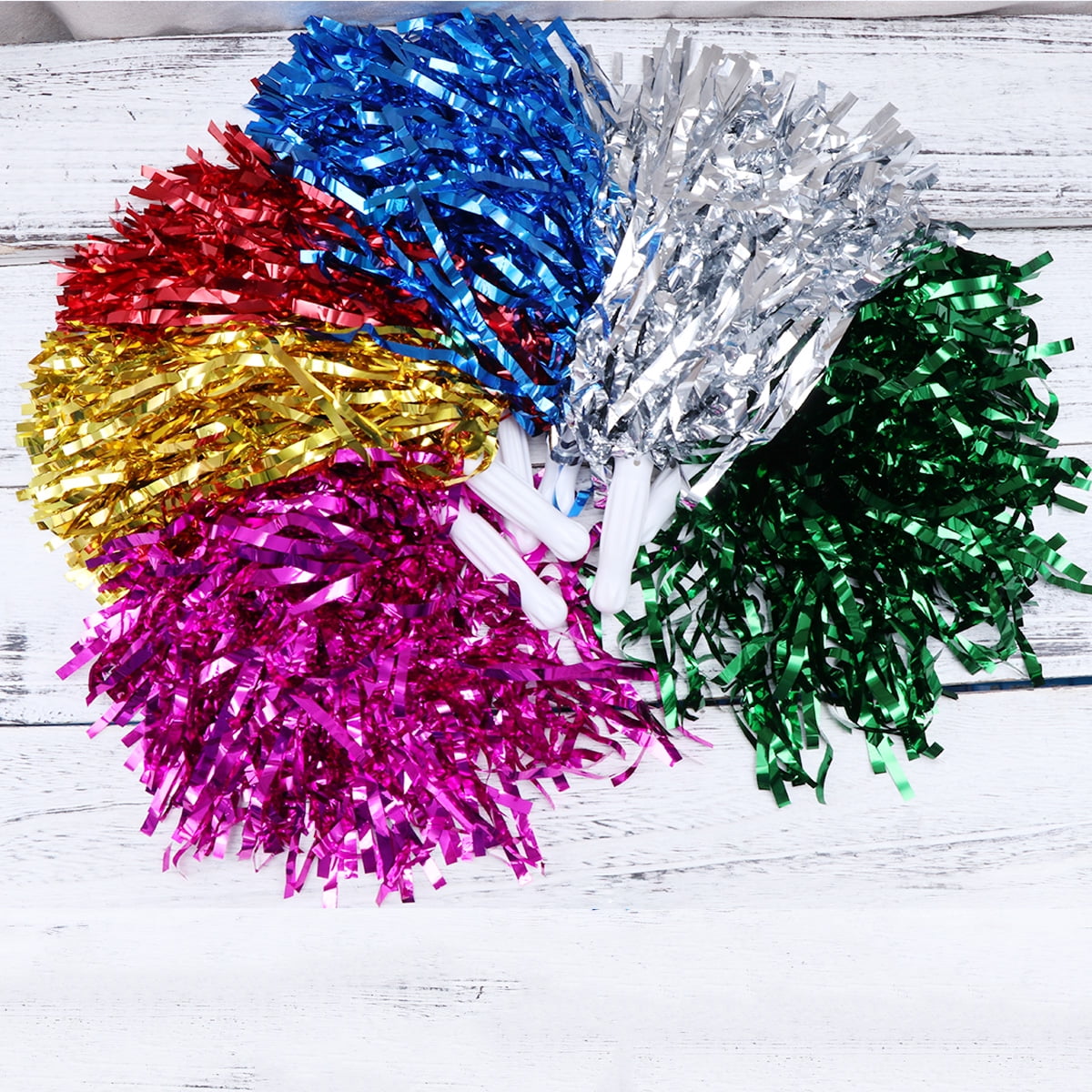 3 Count Cheerleader Pom Poms Black Yellow Handle with Handles Child