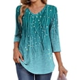 thumbnail image 2 of Fantaslook 3/4 Length Sleeve Womens Tops Dressy Casual Boho Blouses V Neck Pleated Tunic Tops Work Shirts, 2 of 7
