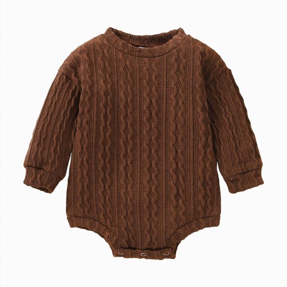 Ulanda Newborn Baby Girl Boy Sweater Knit Oversized Pullover Sweatshirt Romper (Brown, 3-6 Months)