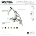 thumbnail image 2 of Kingston Brass AE8151DL Wall Mount Tub Filler with Hand Shower, Polished Chrome, 2 of 7