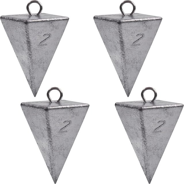 POINTERTECK Pyramid Sinkers 4 Pack 32 oz Fishing Weights for Saltwater Surf Gear Tackle