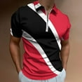 thumbnail image 2 of Flag of Trinidad Tobago Men Zipper T-shirt Summer Casual Short Sleeve T-shirt Top, 2 of 7