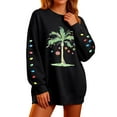 thumbnail image 2 of EliteGoogv Women Crewneck Sweatshirt Colored Lights Palm Tree Print Graphic Xmas Funny Christmas Pullover Daily Outdoor Black XL, 2 of 4