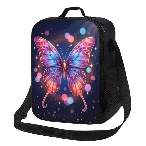Butterfly Insulated Lunch Bag For Women Men Reusable Lunch Box Cooler Bag Large Leakproof Lunch Tote With Adjustable Shoulder Strap For Adult Work Picnic Camping Beach Office
