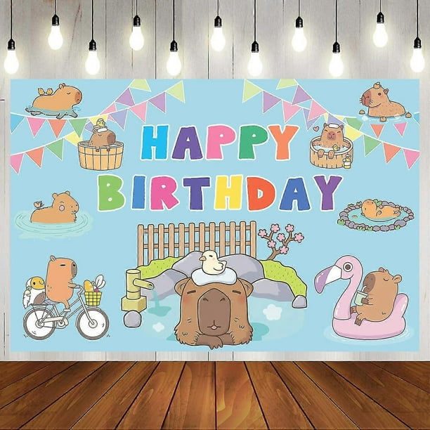 Capybara Party Background Happy Birthday Background Cartoon Capybara Birthday Party Supplies, Capybara Birthday Decoration Vinyl