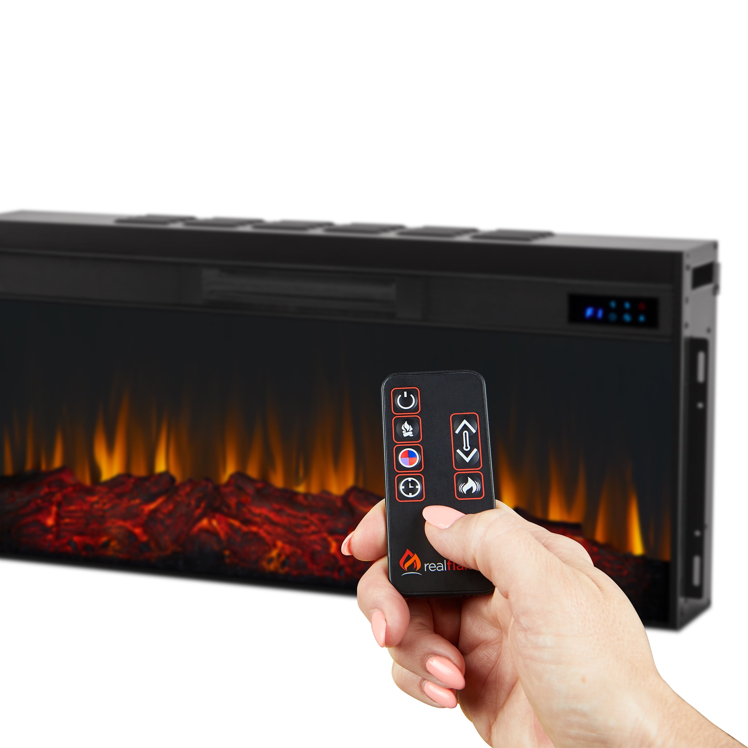 Real Flame Alcott 75" Landscape Electric Fireplace in White Oak