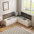 thumbnail image 3 of IDEK L Shaped Breakfast Nook Bench with Storage,Space-Saving Corner Bench for Kitchen, Living Room, White and Gray, 3 of 7