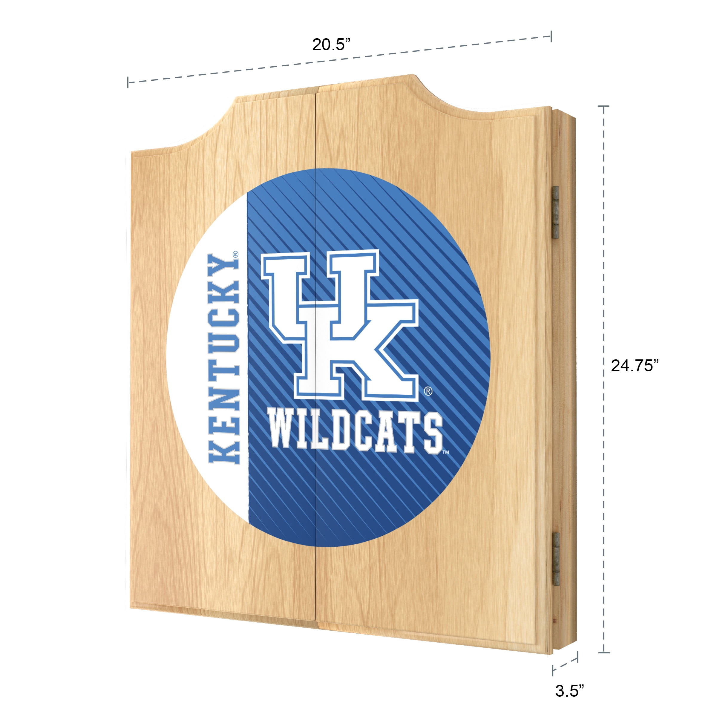 University of Kentucky Text Dart Board Cabinet Set with 6 Steel Tip Darts