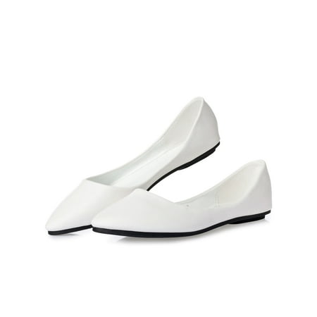 

Rotosw Women s Flats Slip On Loafers Elegant Flat Shoes Casual Comfort Dress Shoe Wedding Lightweight White 5.5