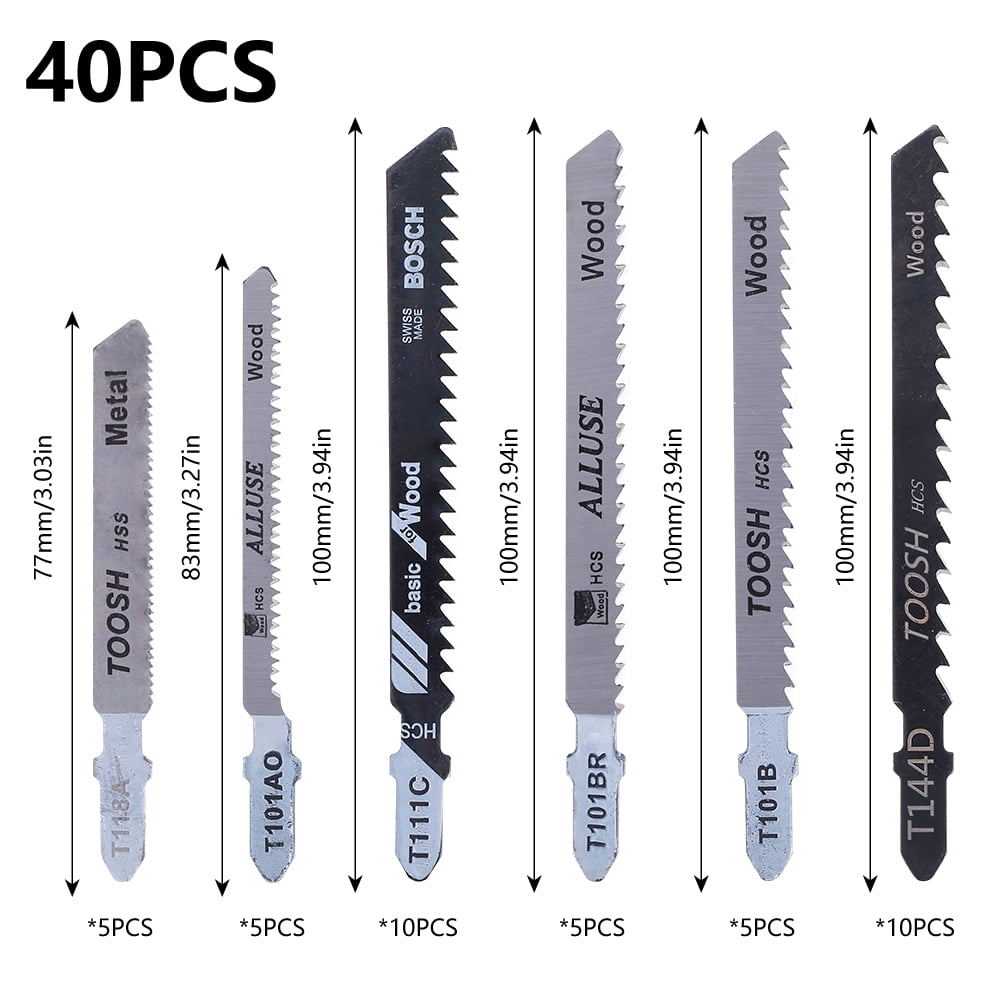 5PCS T-Shank Jig Saw Blade Set T101AO Jigsaw Blades for Metal Wood Plastic Tool