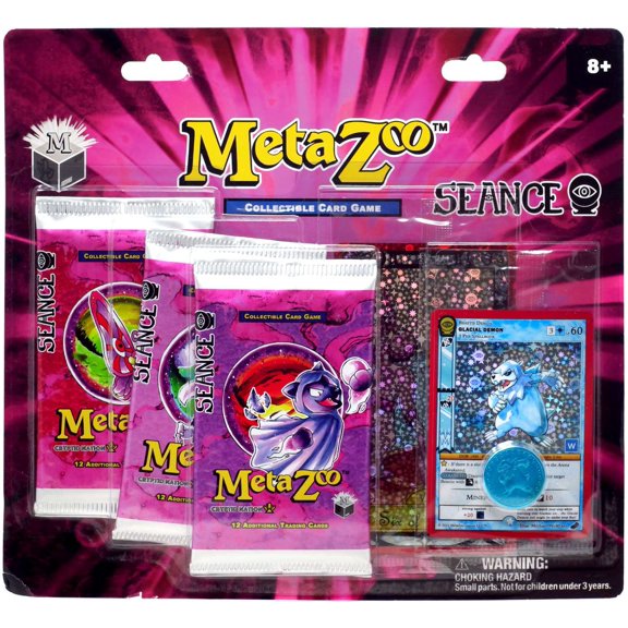 Collectible MetaZoo Trading Card Game Cryptid Nation Seance BLISTER Booster 3-Pack (3 Packs + Tarot Card, Promo Card & Coin)
