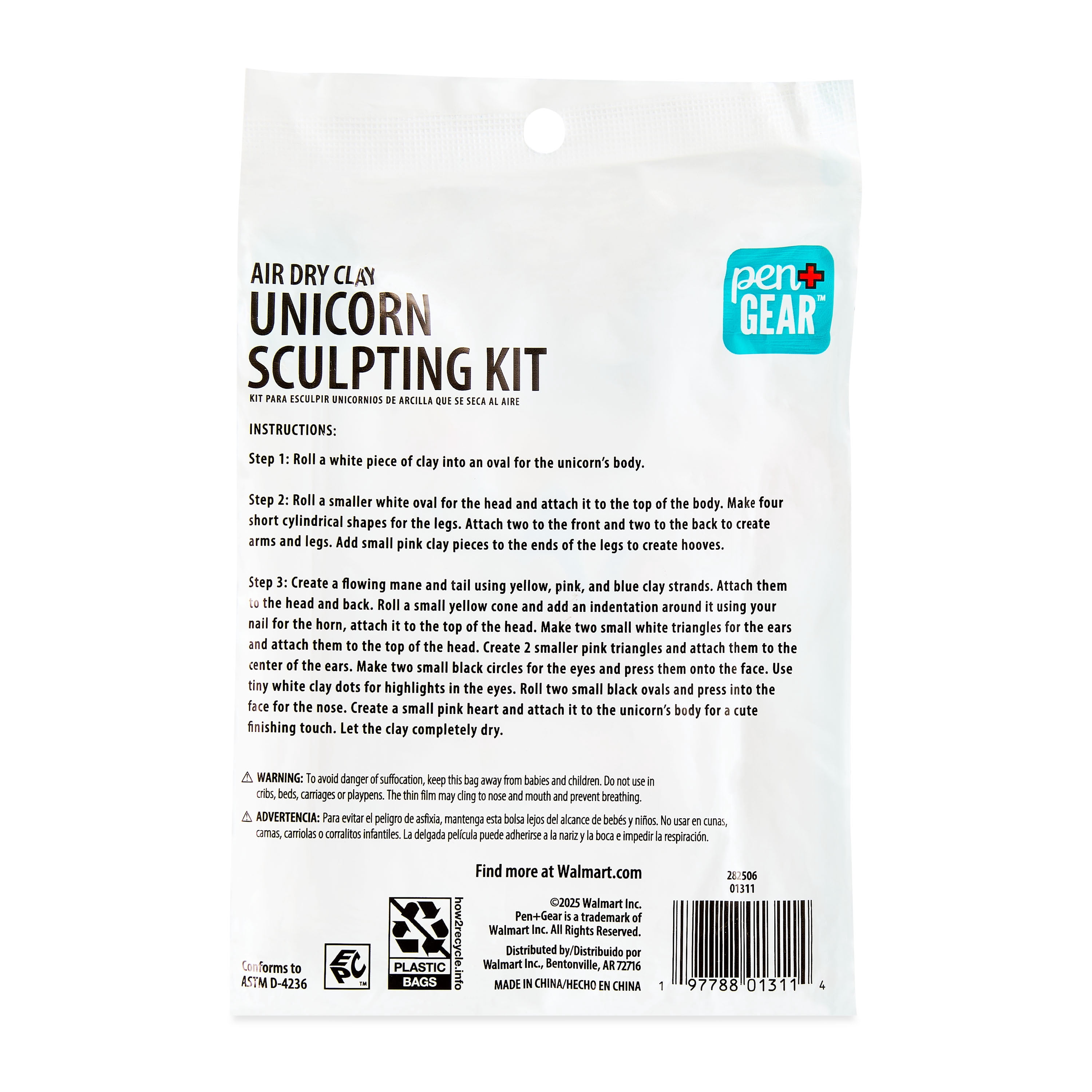 Pen+Gear Air Dry Clay Sculpting Kit, Unicorn