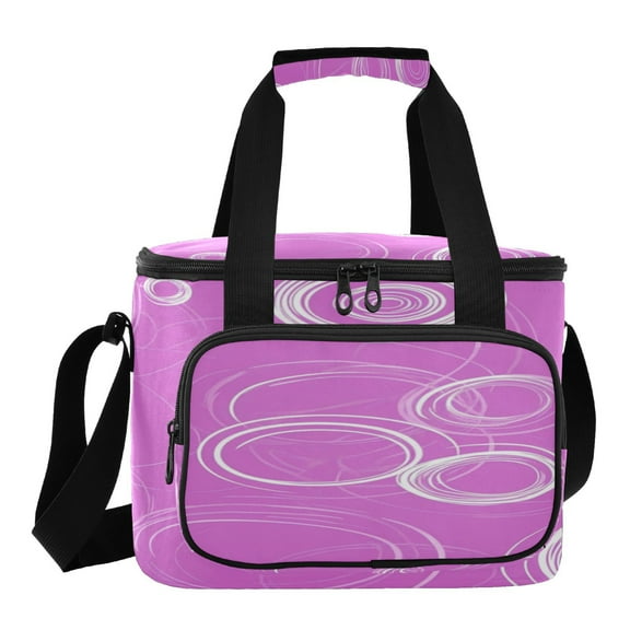 24 Can Cooler Bag Lunch Bag Picnic Bag Portable Travel Beach Camping Picnic Coolers Bag Purple Circles and Swirls
