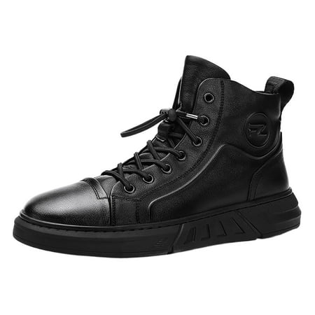 

Eudgs Custom All Black Hight Top Synthetic PU Leather Sneakers Casual Shoes Manufacturer For Man Side Zip Water Boots Women S Boots Men off Duty Mens High Lace Boots Men Boots for Men s Boots Size 13