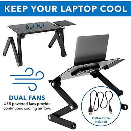 Mount-It! - Adjustable Tray for  Laptop with Cooling Fan and Mouse Pad - Black