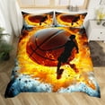 thumbnail image 2 of Erosebridal Basketball Print Duvet Cover Full, Fire Flame Bedding Full Size, Reversible 3 Pieces, (No Comforter), 2 of 6