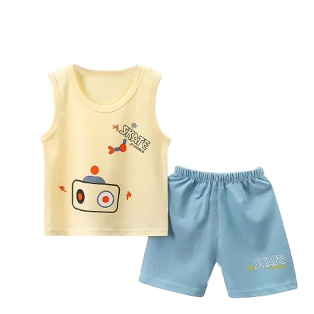 COM1950s Cadeaux pour Bébé Garçon, Shorts pour Bébé Garçon, Ensemble Débardeur Imprimé Mignon Col Rond, Pantalons pour Bébé Garçon, Cadeaux pour Bébé Garçon, Cadeau pour Bébé Garçon, Débardeurs d'Été, Ensemble Bébé Garçon