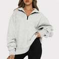thumbnail image 2 of asdoklhq Fashion Women Casual Solid Color Lapel Neck Long Sleeve Loose T-Shirt Blouse Pullover Tops, 2 of 7