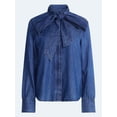 thumbnail image 5 of Free Assembly Women's and Women's Plus Long Sleeve Tie Neck Shirt, Sizes XS-4X, 5 of 5