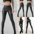 thumbnail image 6 of Womens PU Leather Pants Stretchy Hip Push Up Skinny Tight High Waist Leggings, 6 of 10