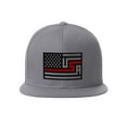 thumbnail image 2 of USA Redesign Flag Thin Blue Red Line Support American Servicemen Snapback Hat (Thin Red Line, Grey Cap), 2 of 4