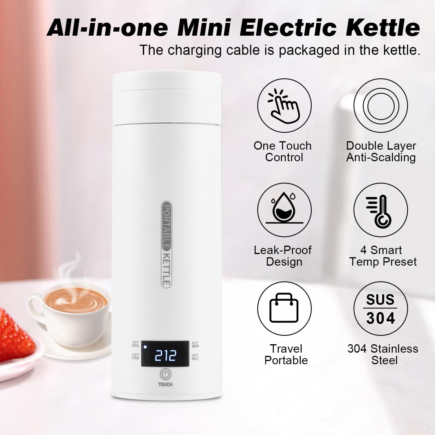 Buy Smart Travel Kettle Electric Small Stainless Steel Portable Digital