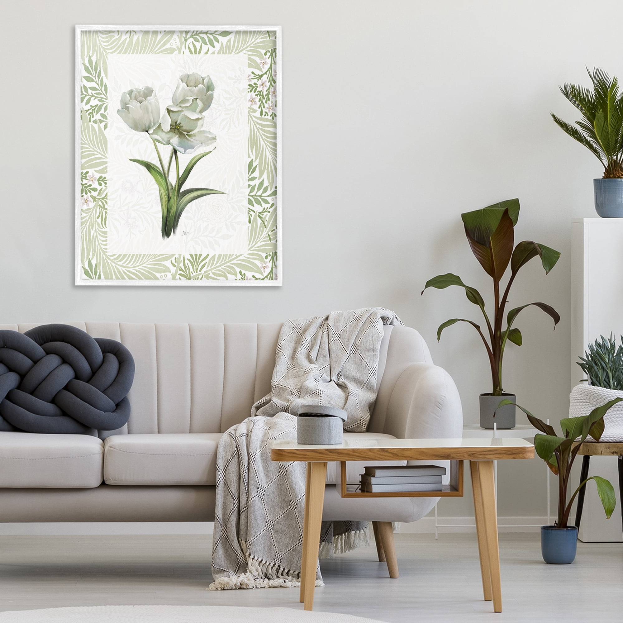 Stupell Industries Fresh Spring Tulip Bouquet White Framed Giclee Art, design by Nan
