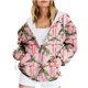 thumbnail image 1 of Sudadera con capucha y manga larga para mujer, informal, con estampado navideño, cremallera, manga larga, poliéster, 1 of 6