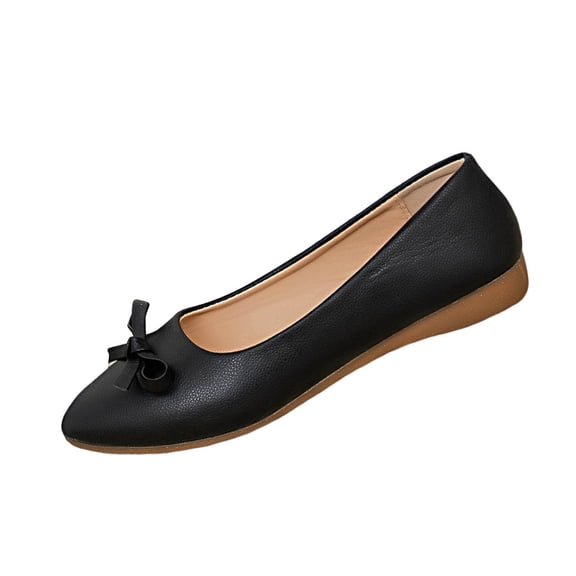 Viluyesy Ballet Flats for Womens, Comfortable Slip-On Pointed Toe with Bow 2026 Casual Dressy Office Shoes Black US7