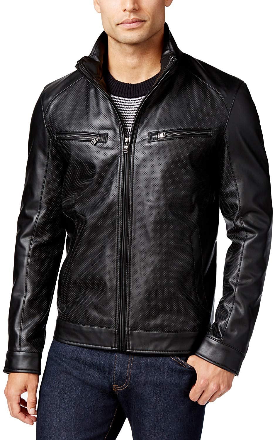 michael kors men's perforated leather moto jacket