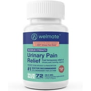 Welmate Urinary Pain Relief - Phenazopyridine Hcl 99.5 mg - OTC UTI Medicine - USA Made - 72 Tablets