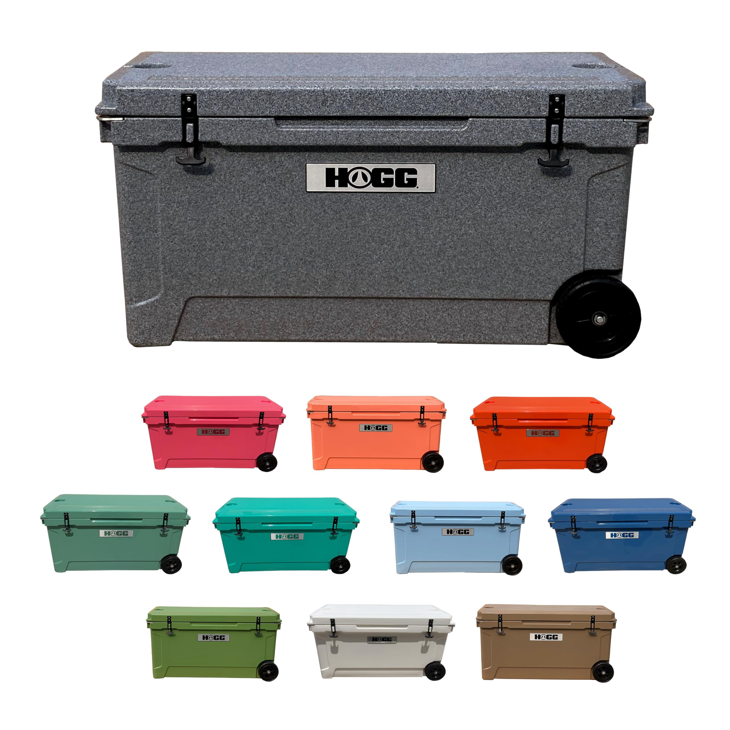 Hogg (Desert Flower) 110 QT Insulated Cooler with Wheels and Handles, Rolling Ice Chest with Wheels, Rotomolded Wheeled Coolers for Camping, Drinks, Outdoors