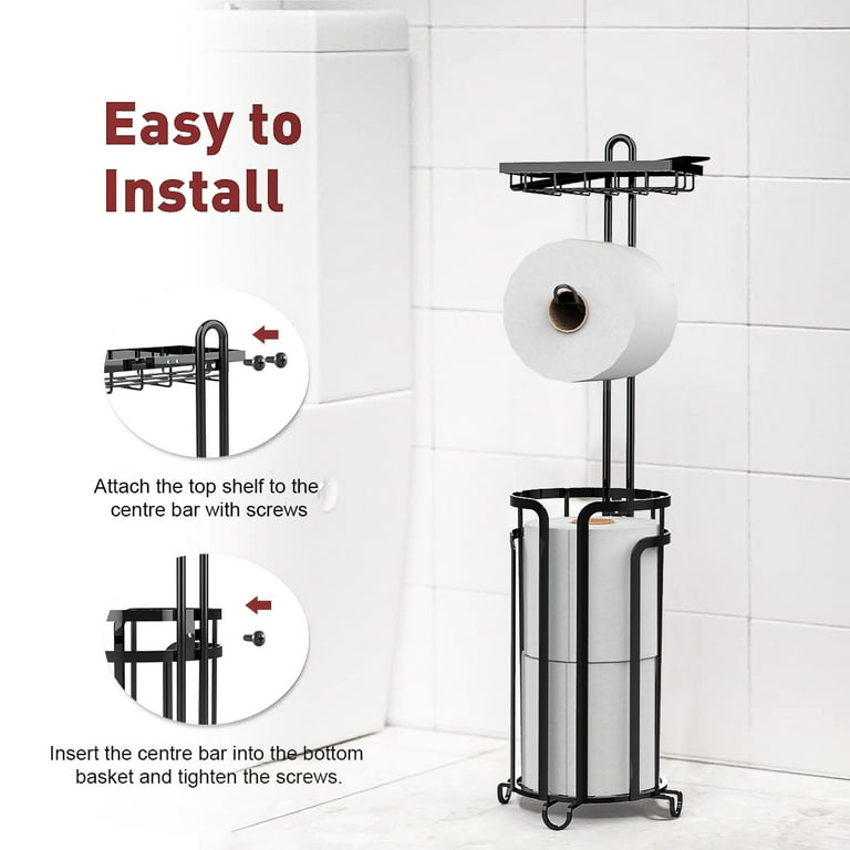Home Basics Black Metal Heavy Duty Toilet Paper Holder with