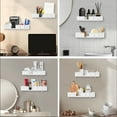 thumbnail image 4 of ABCOOL Shower Caddy Floating Bathroom Shelves - Set of 2, No Drill Wall Mounted Adhesive Hanging Shelves with Hooks Decorative Storage Shelves for Kitchen Living Room Bedroom, 4 of 6