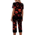 thumbnail image 6 of Women's Halloween Pajama Sets 2 Pieces Lounge Sleepwears Pumpkin Printed Plus Size Short Sleeve Top and Capri Pants Halloween Gifts, 6 of 6