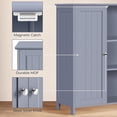thumbnail image 5 of Bathroom Floor Cabinet, Modern Storage Freestanding Organizer Cabinet with Adjustable Shelves & Double Doors, 3-Tier Home Living Room Furniture, Gray, 5 of 18