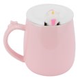 thumbnail image 3 of Taza de cerámica con patrón de dibujos animados, taza de café con agua y tapa, cuchara para uso en el hogar y la Oficina, color rosa, 3 of 8
