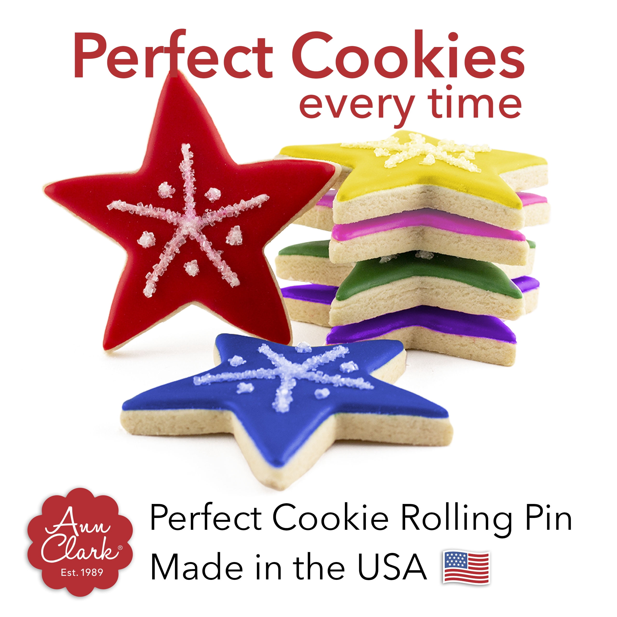 Ann Clark, Cookie Rolling Pin, 1/4-in. Fixed Depth Hardwood  display picture 1