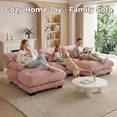 thumbnail image 6 of 133.8"Cloud Chenille 3-Seat Sofa with 2 Moveable Ottomans, Oversized Deep Seat Modular Lounge Couch,Pink, 6 of 9
