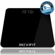 INEVIFIT Bathroom Scale, Highly Accurate Digital Bathroom Body Scale, Measures Weight up to 400 lbs. Includes a 5-Year Warranty - Black
