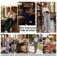thumbnail image 5 of TEMOFON Women's 2-Pack Straight Leg Low rise Sweat Pants Wide Leg Sweatpants Drawstring Elastic Low Waist Pants with Pockets, 5 of 9