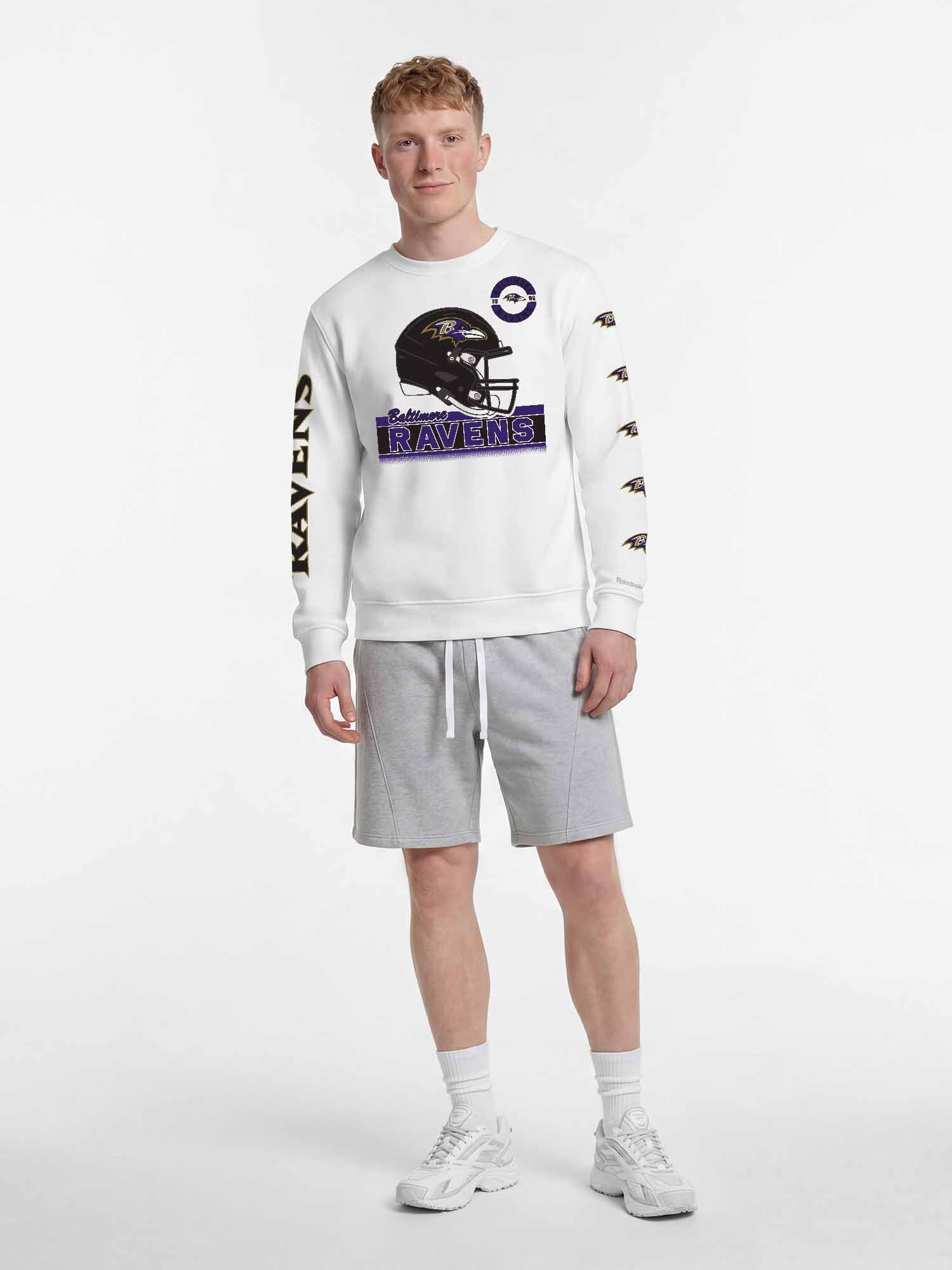 Baltimore Ravens Reebok Mens White Crew Sweatshirt