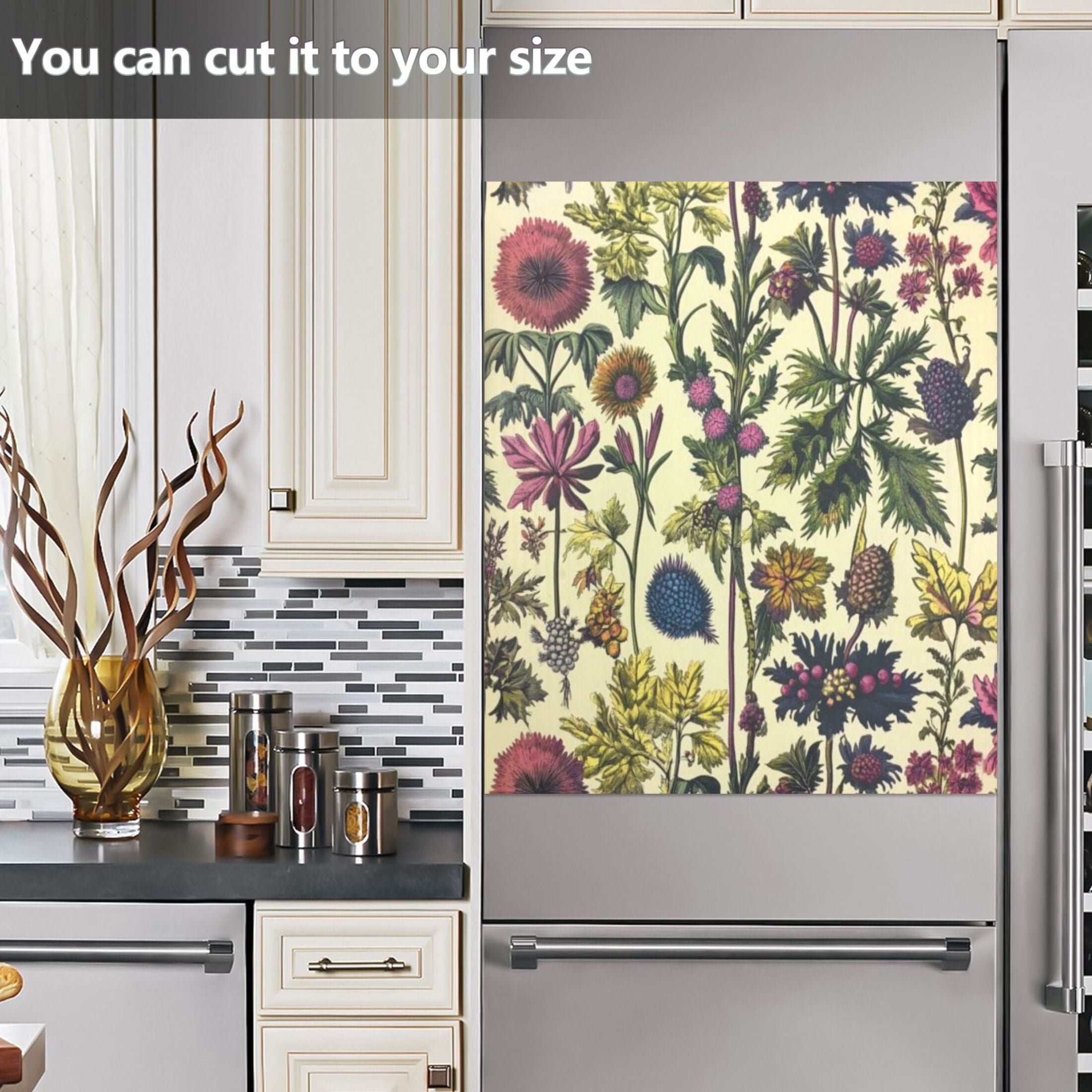 Dishwasher Magnetic Sticker 23x26 Inch Refrigerator Magnetic Sticker Washing Machine Magnetic Sticker Kitchen Panel Magnetic Sticker Home Decor Purple Flower Clusters