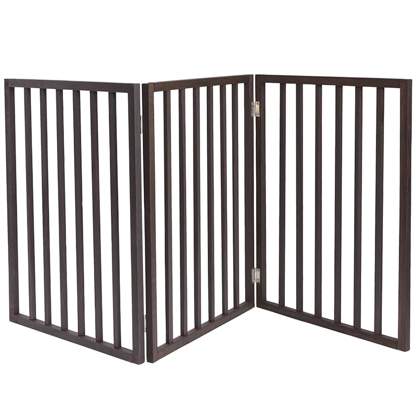 Pet Parade Folding Pet Gate, Brown, Extra Wide