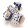 thumbnail image 5 of Gyujnb Girls Open Toe Sandals Denim Lace Bow Textured Strap Hook and Loop Soft Sole Summer First Walk Shoes (Girls),0-6 Months, 5 of 6