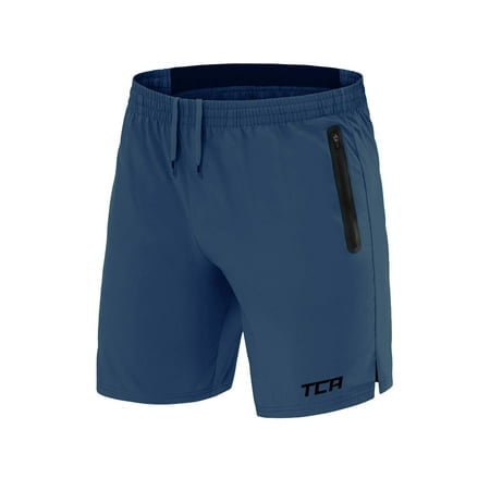 Tca Mens Elite Tech Lightweight Running Or Gym Training Shorts With Zip Pockets - Iron Blue Medium