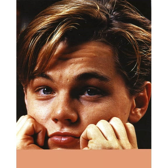 Leonardo Dicaprio Close Up Portrait with Both Hands on Chin Photo Print (8 x 10)