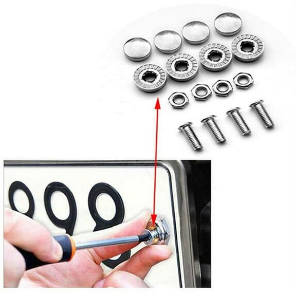 4Pcs/Set Chrome Anti-theft Screws Car License Alloy Plate Bolts Frame Screwscar