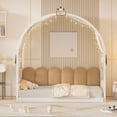 thumbnail image 2 of Twin Size Floor Bed with Light and Curtain, Wood House Montessori Bed Frame with Arched Roof and Trundle,  Extending Bed for Girls Boys, White, 2 of 9